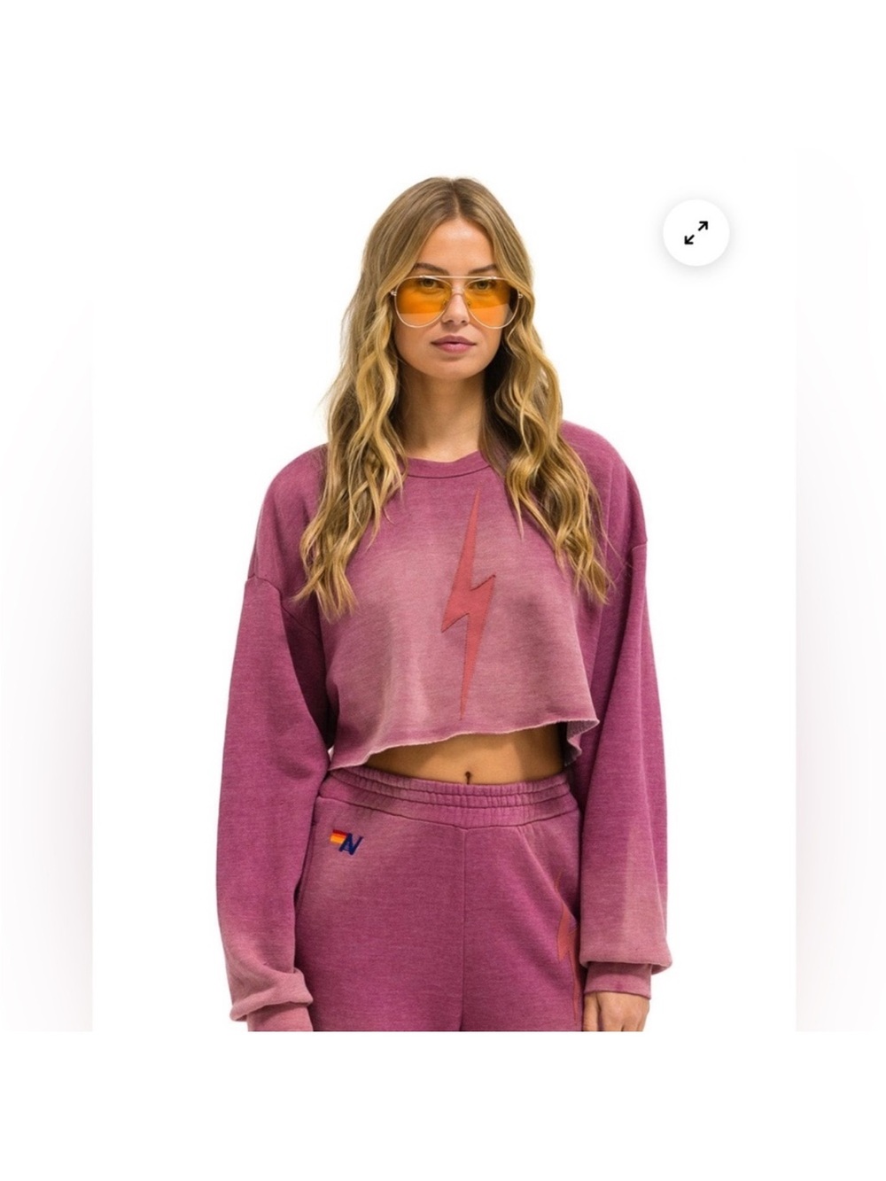 Aviator Nation Roseberry Gradient Cropped Lightning Sweatshirt